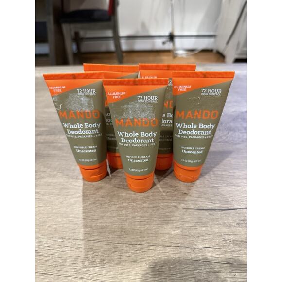 5 Pk Mando Whole Body Deodorant Invisible Cream Unscented Scent Pits Packages - Picture 1 of 2